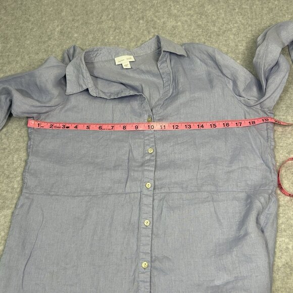 J. JILL Linen Top Missy XS Light Blue 3/4 Sleeve High Low Hem V-Neck Button - Picture 7 of 9